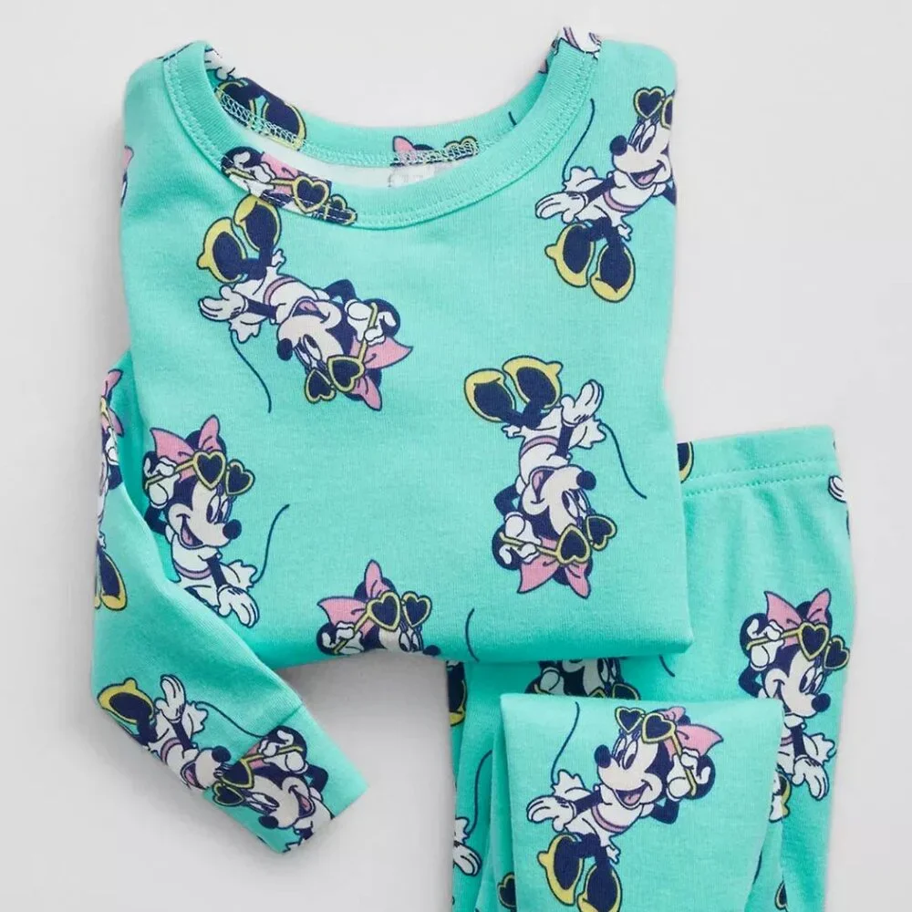 Gap Disney Minnie Mouse Blue Long Sleeve Organic Pajama PJ Set 5T